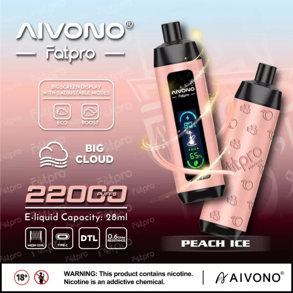 AIVONO Fatpro 22000 Puffs Hookah Digital Screen 0% 2% 3% 5% Low Nicotine Rechargeable Disposable Vapes Pen Bulk Buy Wholesale - HelpVape - 3