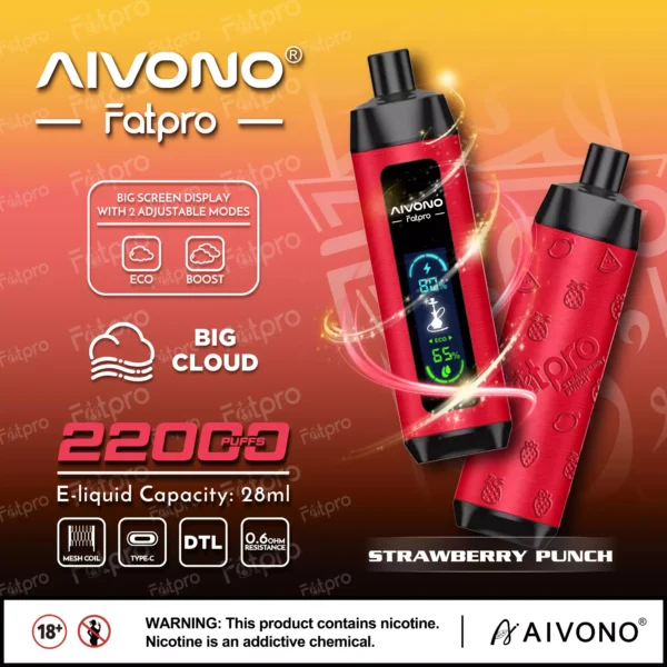 AIVONO Fatpro 22000 Puffs Hookah Digital Screen 0% 2% 3% 5% Low Nicotine Rechargeable Disposable Vapes Pen Bulk Buy Wholesale - HelpVape - 6