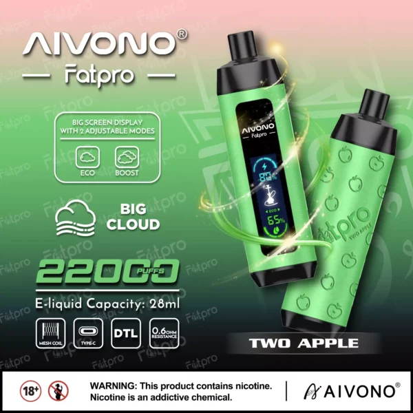 AIVONO Fatpro 22000 Puffs Hookah Digital Screen 0% 2% 3% 5% Low Nicotine Rechargeable Disposable Vapes Pen Bulk Buy Wholesale - HelpVape - 7