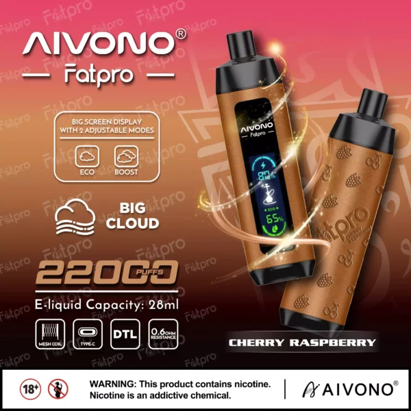 AIVONO Fatpro 22000 Puffs Hookah Digital Screen 0% 2% 3% 5% Low Nicotine Rechargeable Disposable Vapes Pen Bulk Buy Wholesale - HelpVape - 2