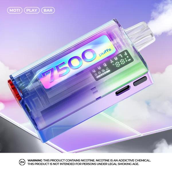 MOTI Play Bar 7500 Puffs Tela Digital de Cristal 5% Baixa Nicotina Recarregável Vapes Canetas Descartáveis ​​em Massa Compre no Atacado - HelpVape - 1