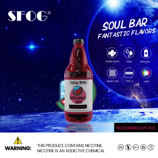 SFOG SOUL BAR 15000 Puffs RGB 5% Penna per vaporizzatori usa e getta ricaricabile a basso contenuto di nicotina Bulk Acquista all'ingrosso - HelpVape - 15