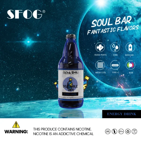SFOG SOUL BAR 15000 Puff RGB 5% Penna per vaporizzatori usa e getta ricaricabile a basso contenuto di nicotina Acquista all'ingrosso - HelpVape - 5